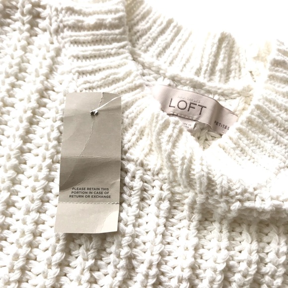 NWT Ann Taylor LOFT White Knit Pullover Sweater - Picture 3 of 3